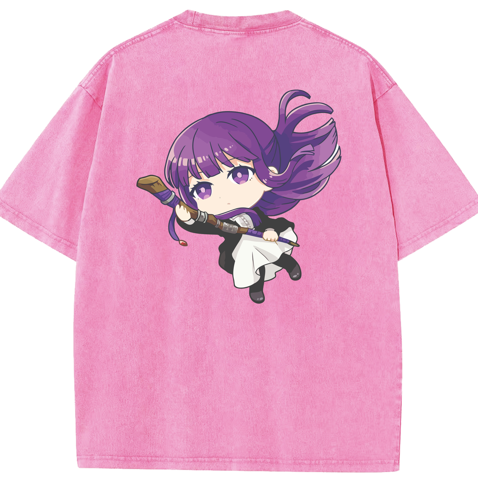 （画像用） 葬送のフリーレン Frieren 綿100% ヴィンテージ風 半袖Tシャツ（背面プリント）